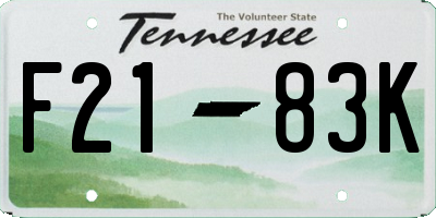 TN license plate F2183K