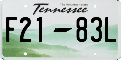 TN license plate F2183L