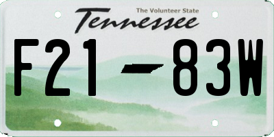TN license plate F2183W