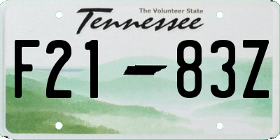 TN license plate F2183Z