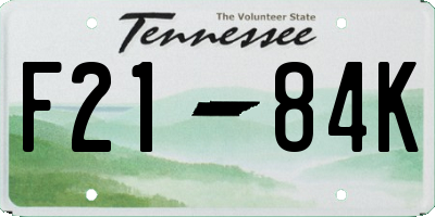 TN license plate F2184K