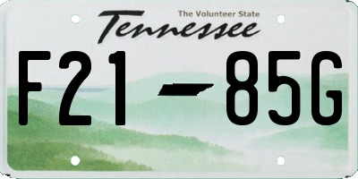 TN license plate F2185G