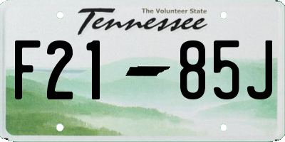 TN license plate F2185J