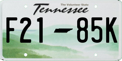 TN license plate F2185K