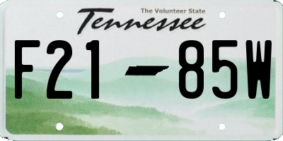 TN license plate F2185W