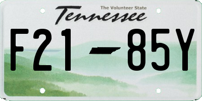 TN license plate F2185Y