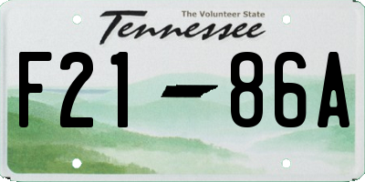 TN license plate F2186A