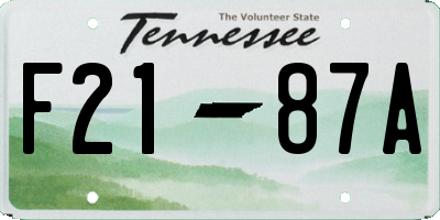 TN license plate F2187A