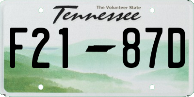 TN license plate F2187D