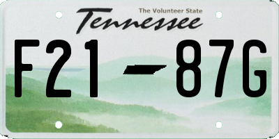TN license plate F2187G