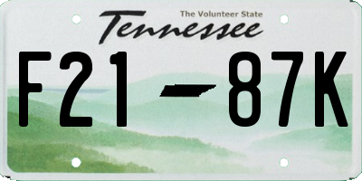 TN license plate F2187K