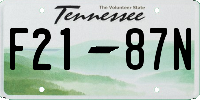 TN license plate F2187N