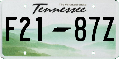 TN license plate F2187Z