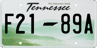 TN license plate F2189A