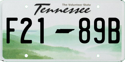 TN license plate F2189B