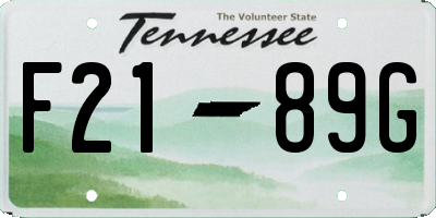 TN license plate F2189G