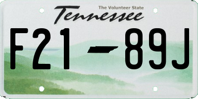 TN license plate F2189J