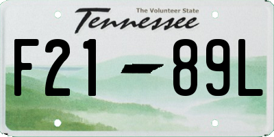 TN license plate F2189L