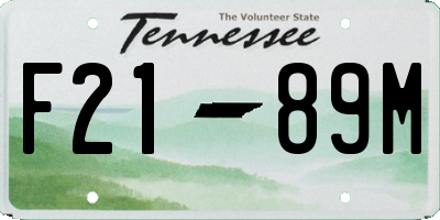 TN license plate F2189M