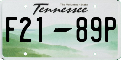 TN license plate F2189P