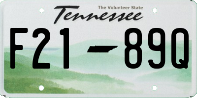 TN license plate F2189Q