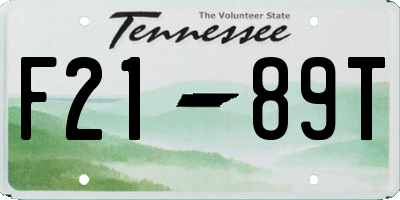 TN license plate F2189T