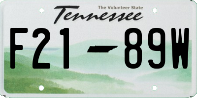 TN license plate F2189W