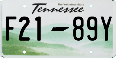 TN license plate F2189Y
