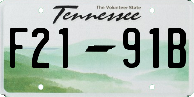 TN license plate F2191B