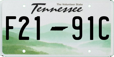 TN license plate F2191C
