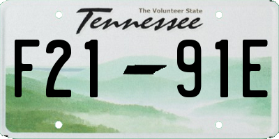 TN license plate F2191E