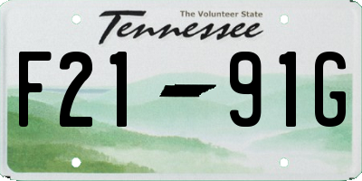 TN license plate F2191G