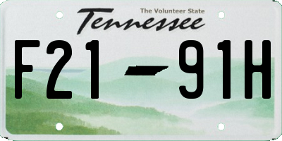 TN license plate F2191H