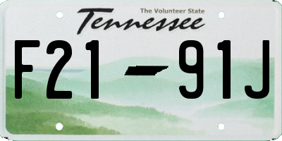 TN license plate F2191J