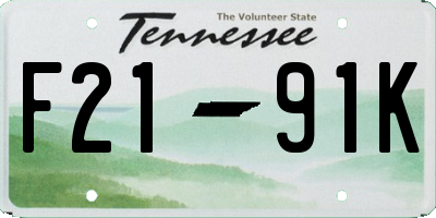 TN license plate F2191K