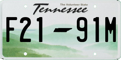 TN license plate F2191M
