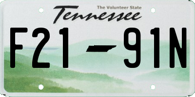 TN license plate F2191N