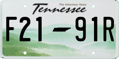 TN license plate F2191R