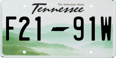 TN license plate F2191W