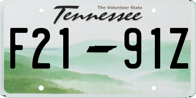 TN license plate F2191Z