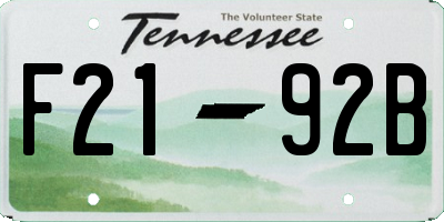 TN license plate F2192B