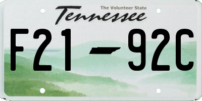 TN license plate F2192C
