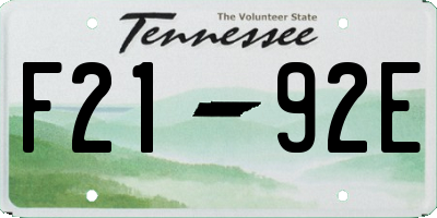 TN license plate F2192E