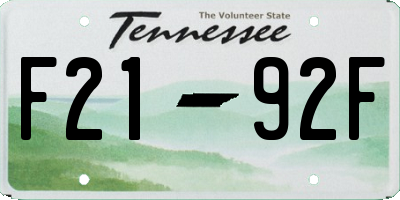 TN license plate F2192F