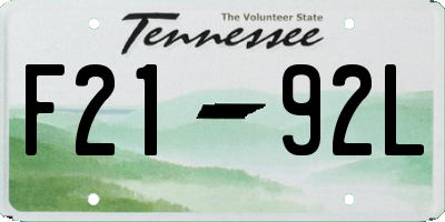 TN license plate F2192L