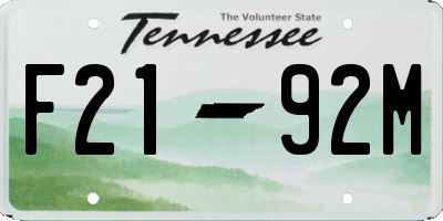 TN license plate F2192M