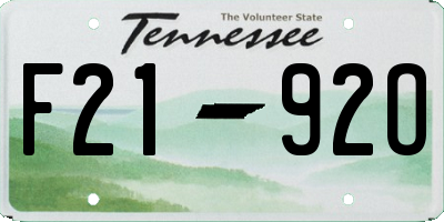 TN license plate F2192O