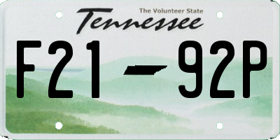 TN license plate F2192P