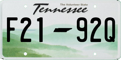 TN license plate F2192Q