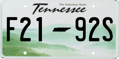 TN license plate F2192S